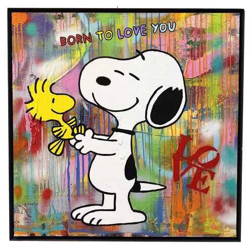 Snoopy, BORN TO LOVE YOU , Popart, Streetart, Abstractart, Acrylicpainting, Resinart by michael pfannschmidt, Painting for Sale on Singulart
