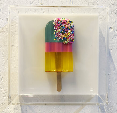 Gemälde, Pop Art, Abstrakt, Unikat. Eis am Stiel by michael pfannschmidt, 기타 매체 for Sale on Singulart