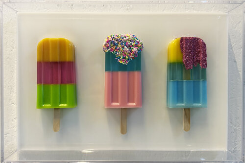 Gemälde, Pop Art, Abstrakt, Unikat. Eis am Stiel par michael pfannschmidt, Autres supports en vente sur Singulart