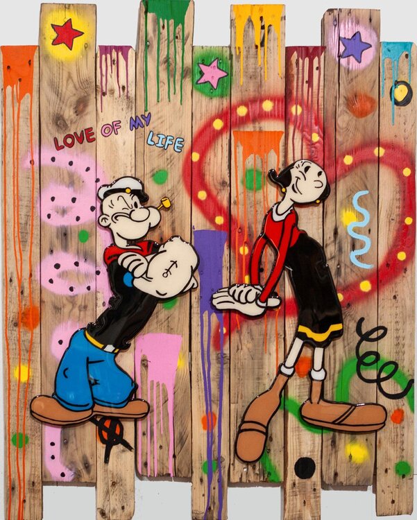 Popeye, LOVE OF MY LIFE, Popart, Streetart, Wandskulptur michael pfannschmidt