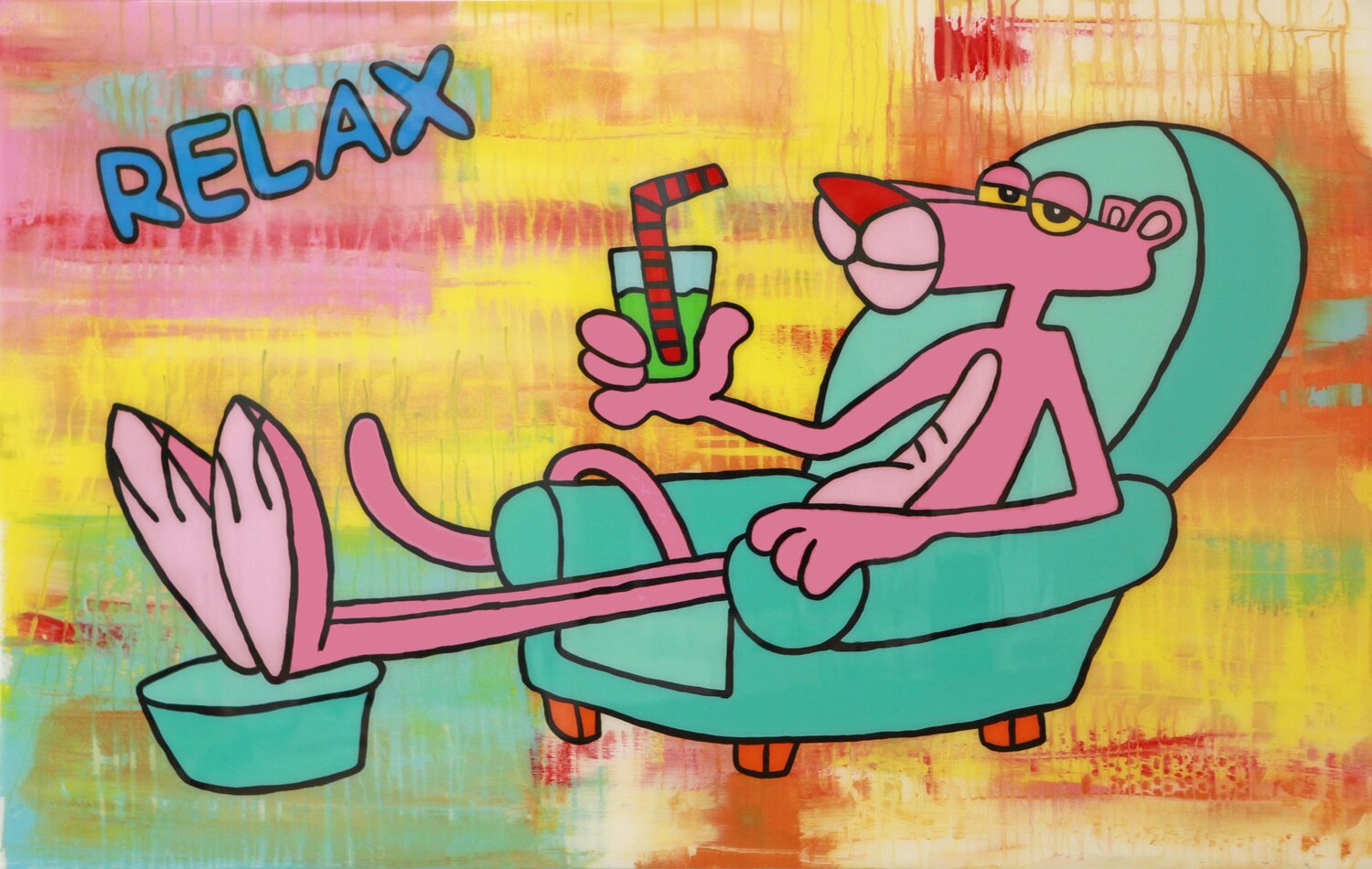 Pink Panther, THINK PINK, Popart, Resinart michael pfannschmidt Originalgemälde zu verkaufen