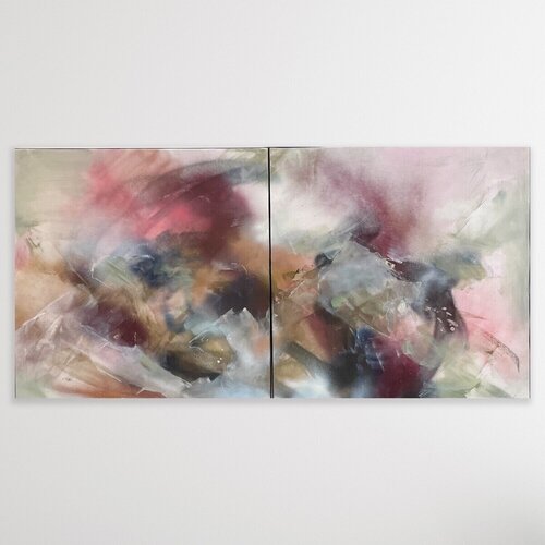 Peach colored Skies (Diptych) par Brittany Clifford, Peinture en vente sur Singulart