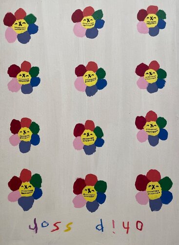 Rock and Roll Flowers- White de Ross Pino, Pintura a la venta en Singulart