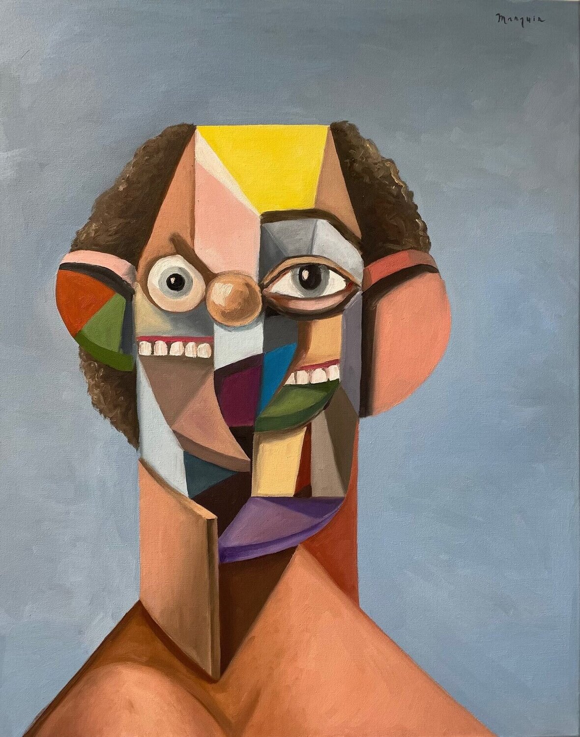 Cubist Lifeguard Matthew Marquis Originalgemälde zu verkaufen