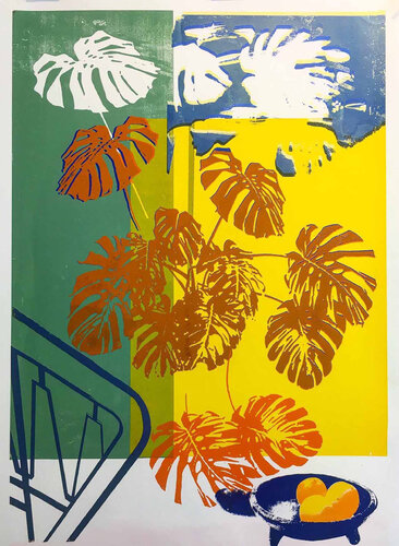 Monstera Deliciosa Green And Yellow van Nathalie Kingdon, Afdruk te koop op Singulart