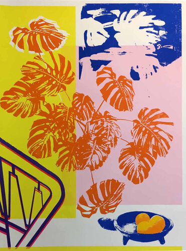 Monstera Deliciosa Orange van Nathalie Kingdon, Afdruk te koop op Singulart