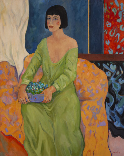 Figura con cesto di fiori by Stefano Puleo, Painting for Sale on Singulart