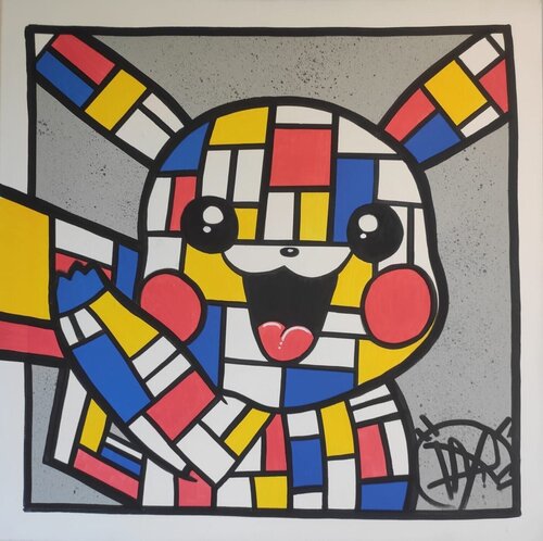 Pikachu Mondrian van Daru, Schilderij te koop op Singulart