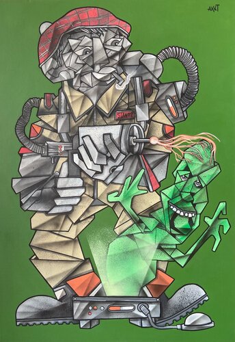 We kicked its ass van AKET, Schilderij te koop op Singulart