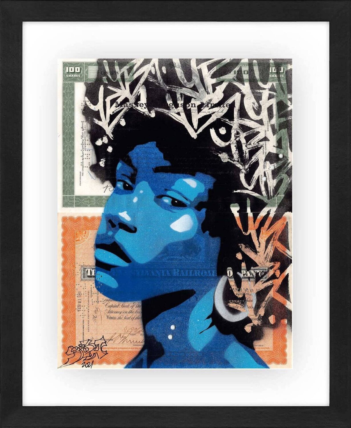 Blue Afro Yoann Bonneville (YBA) Dipinto originale in vendita