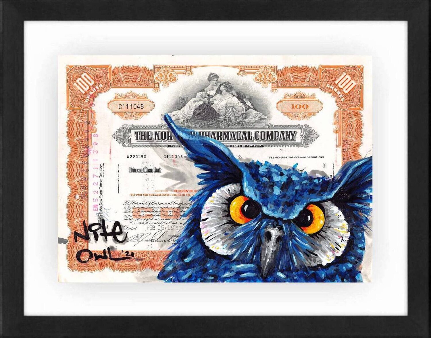 Blue whoo Nite Owl Dipinto originale in vendita