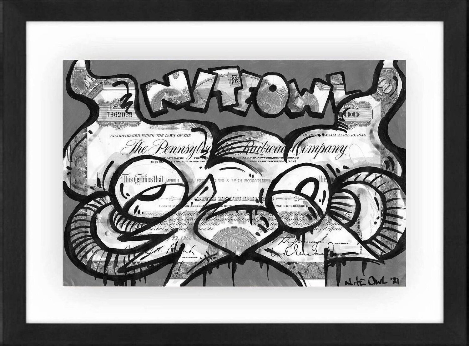 Negative Space Nite Owl Dipinto originale in vendita