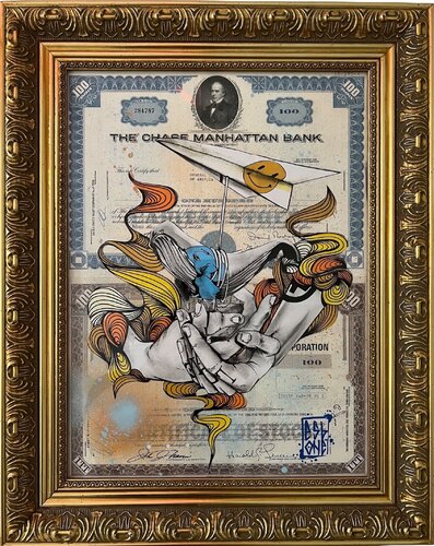 Whales on the city ( Double Stock Certificate ) von Esboner, Malerei kaufen auf Singulart