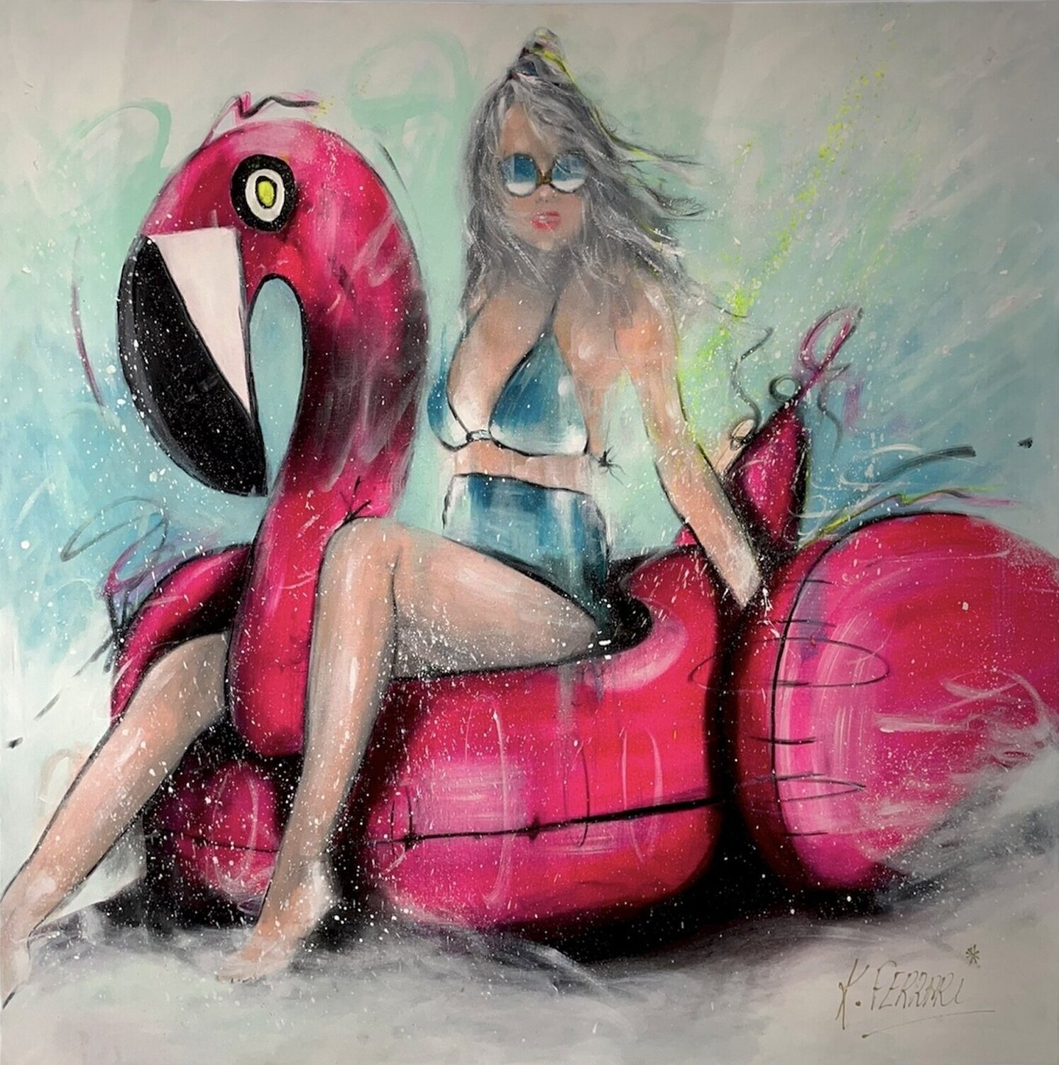 Flamingo Katia Ferrari Dipinto originale in vendita