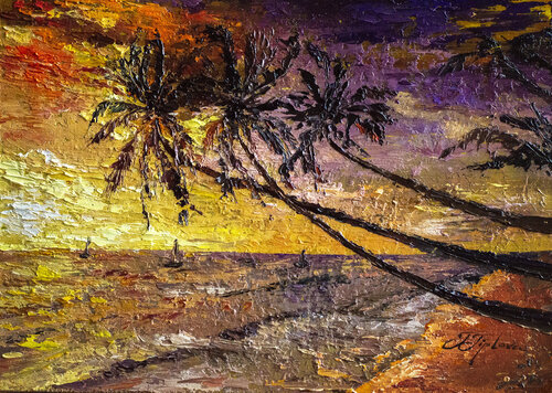 SUNSET BY ISLAND von Tetiana Tiplova, Malerei kaufen auf Singulart