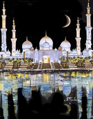 THE SHEIKH ZAYED MOSQUE by Tetiana Tiplova, 油畫 for Sale on Singulart