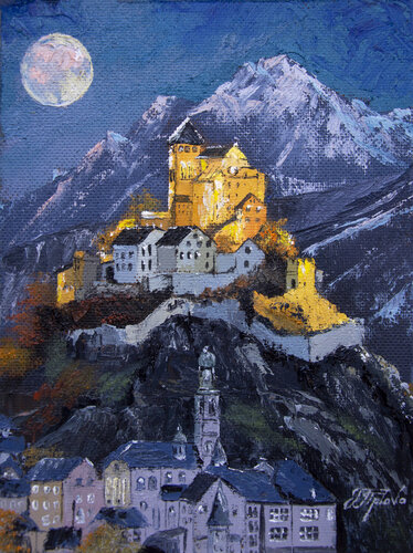 SION. TOWN IN SWITZERLAND by Tetiana Tiplova, Painting for Sale on Singulart