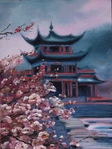 IN A JAPANESE GARDEN de Tetiana Tiplova, Pintura a la venta en Singulart