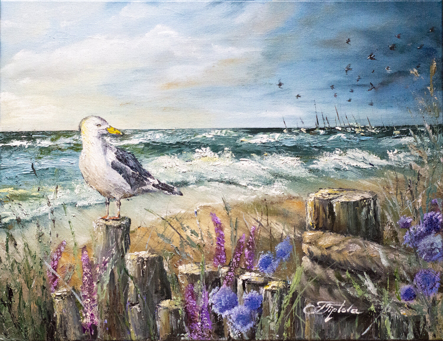 THE SEAGULL BY THE SEA Tetiana Tiplova Originalgemälde zu verkaufen