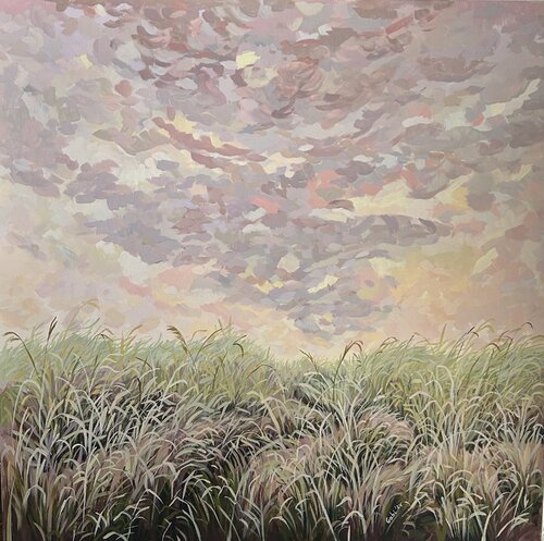 Lagoon. Sunset par Gabriele Prismantaite, Peinture en vente sur Singulart