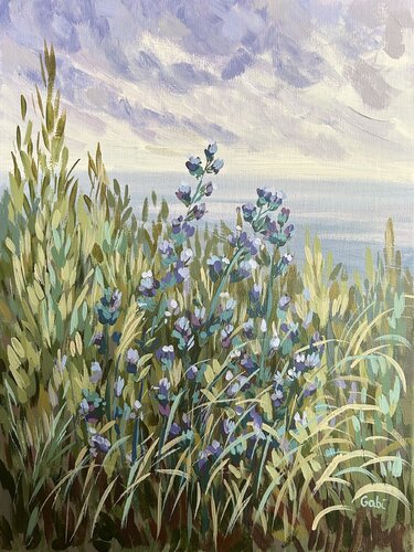 Lakeshore Blooms van Gabriele Prismantaite, Schilderij te koop op Singulart