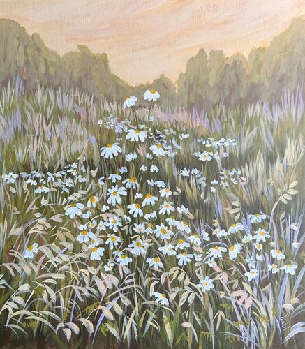 Evening in the Meadow di Gabriele Prismantaite, Pittura in vendita su Singulart
