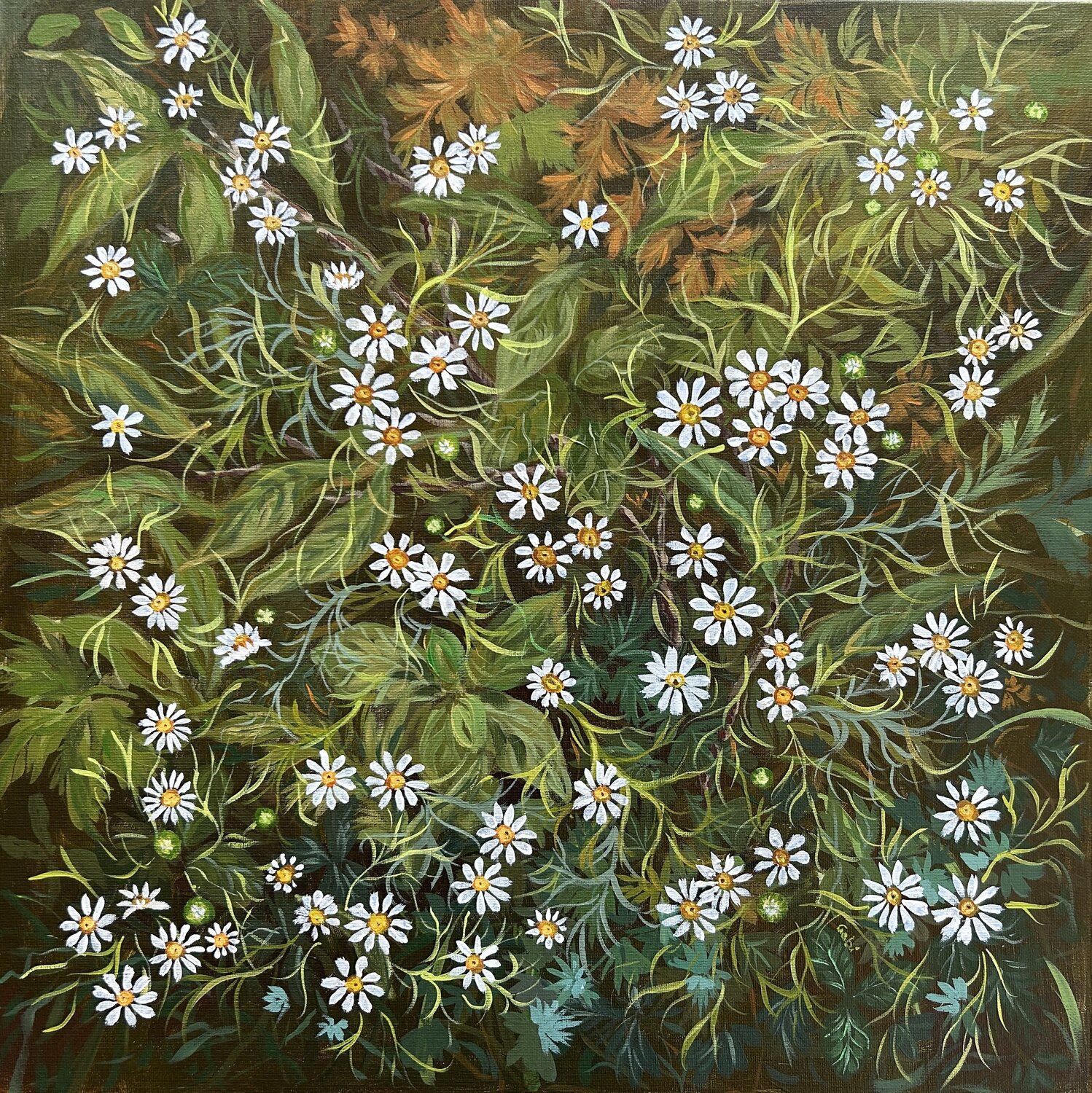 Daisies of the Forest Gabriele Prismantaite Originalgemälde zu verkaufen
