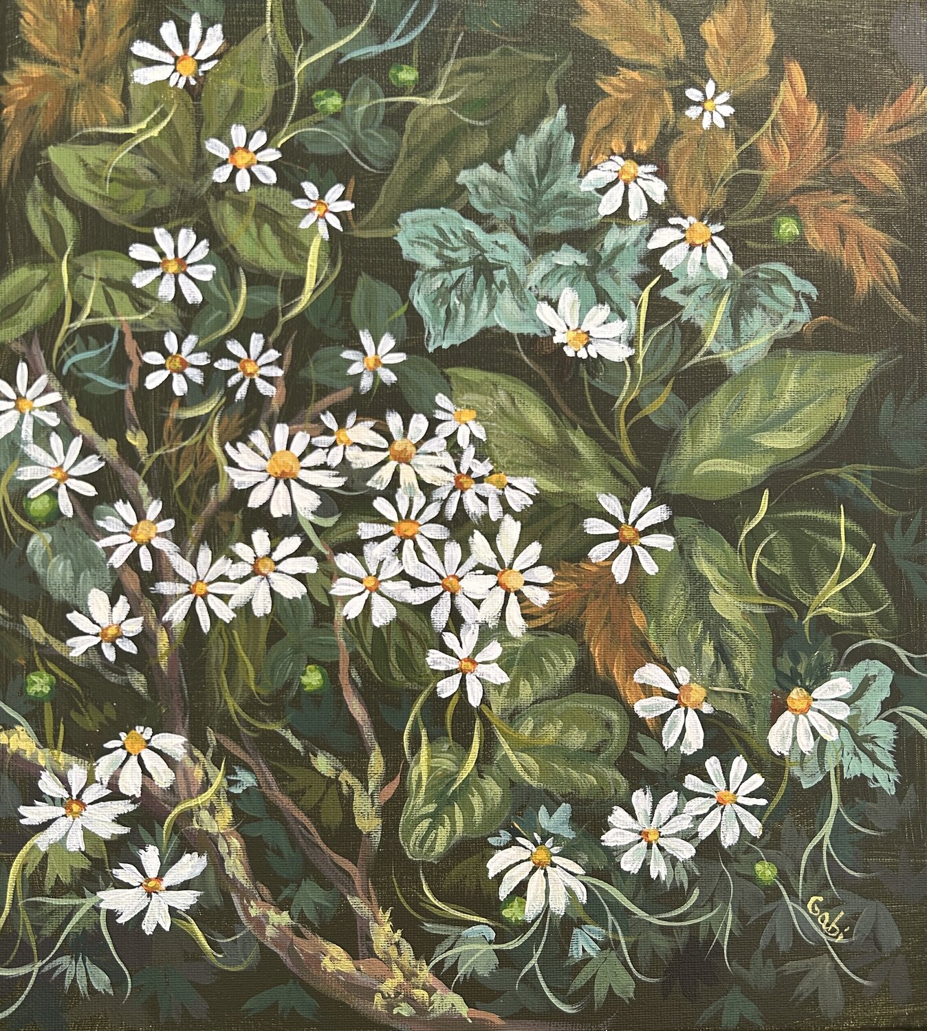 Daisies of the Forest Gabriele Prismantaite Originalgemälde zu verkaufen