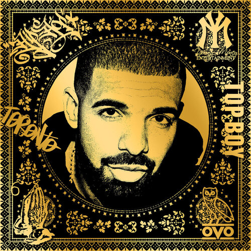 Drake (Gold) (50 Years, Hip Hop, Rap, Iconic, Artist, Musician, Rapper, Anniversary, Legend, Pop Art) di Agent X, Stampa in vendita su Singulart