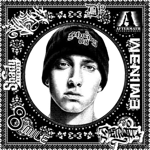 Eminem (Black & White) (50 Years, Hip Hop, Rap, Iconic, Artist, Musician, Rapper, Anniversary, Legend, Pop Art) van Agent X, Afdruk te koop op Singulart