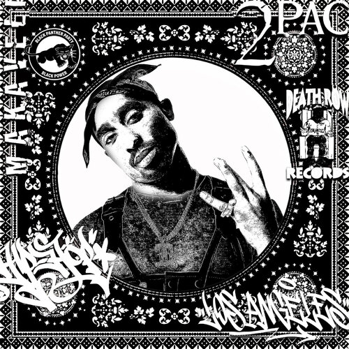2 Pac (Black & White) (50 Years, Hip Hop, Rap, Iconic, Artist, Musician, Rapper, Anniversary, Legend, Pop Art) Agent X