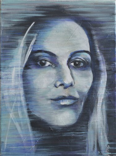 Blue- Selbstportrait van Ewa Mazur-Koj, Schilderij te koop op Singulart