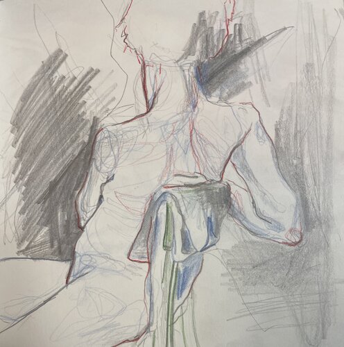 Männlicher Akt sitzend di Ewa Mazur-Koj, Disegno in vendita su Singulart