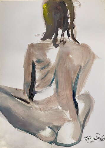 NAAKTE VROUW ZITTEND di Foke Stribos, Pittura in vendita su Singulart