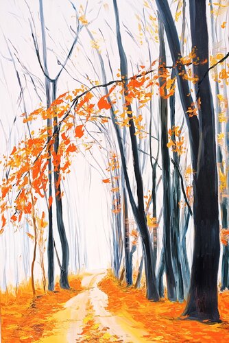 Golden autumn de Mantas Naulickas, Pintura a la venta en Singulart