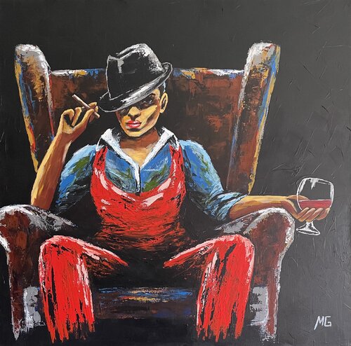 Thinking like a Gangster Lady von Mariana Gumeniuc, Malerei kaufen auf Singulart