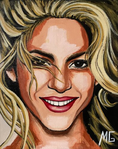 Shakira’s portrait von Mariana Gumeniuc, Malerei kaufen auf Singulart