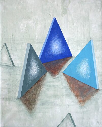 Sailing - abstraction of sailboats de Magnus Lindblom, Pintura a la venta en Singulart
