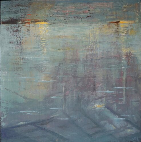 Below the surface - abstract landscape in blue de Magnus Lindblom, Pintura a la venta en Singulart