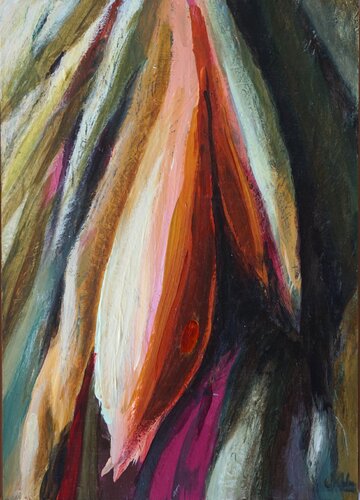 Tropical greens - semi abstract fruit di Magnus Lindblom, Pittura in vendita su Singulart