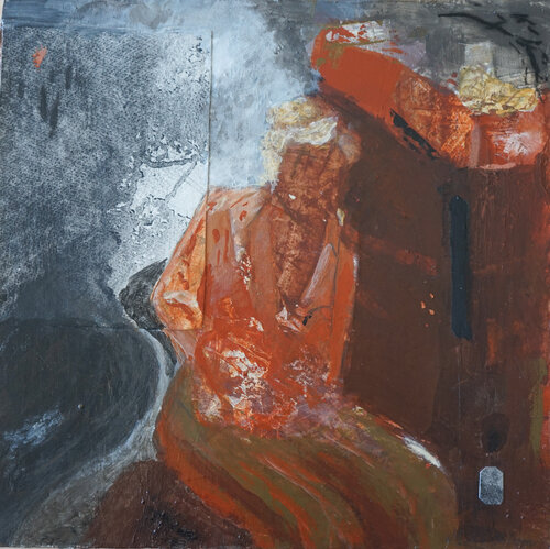 The passage of time  - semi abstract painting of a woman de Magnus Lindblom, Pintura a la venta en Singulart