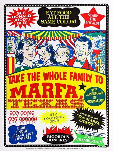 John Waters, Visit Marfa, the Jonestown of Minimalism (Donald Judd, Carl Andre, John Chamberlain), 2003 by John Waters, Print for Sale on Singulart