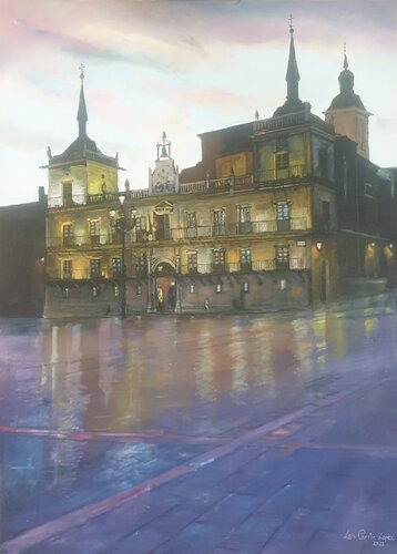 Antiguo consistorio, Plaza mayor de León. par Luis Carlón López, Peinture en vente sur Singulart