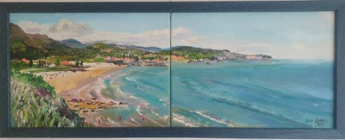 Vista de la playa de Espasa, El Barrigón, La Isla y Lastres, (Asturias) von Luis Carlón López, Malerei kaufen auf Singulart