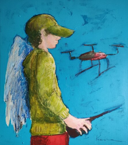 Icarus and the drone II, Dawid. de Agnieszka Kamińska, Pintura a la venta en Singulart