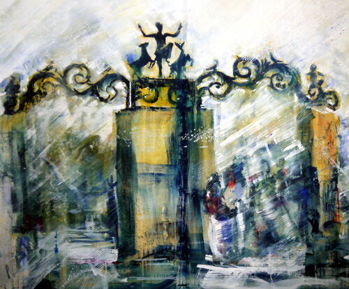DANCE  - Children's Zoo Gate - NYC II de David Antonides, Pintura a la venta en Singulart