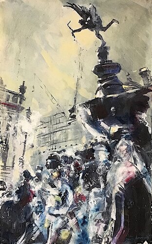 Eros  -  Picadilly Circus de David Antonides, Pintura a la venta en Singulart