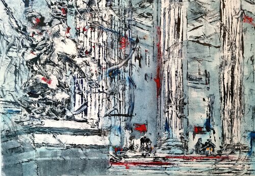 Berlin Us - Altes Museum steps de David Antonides, Pintura a la venta en Singulart