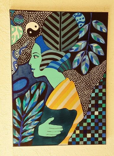 Frau in Blau. von Angelo Marzullo, Malerei kaufen auf Singulart