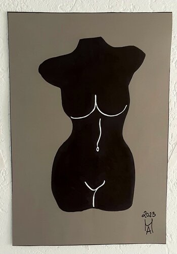 Weibliche  Torso in schwarz. de Angelo Marzullo, Pintura a la venta en Singulart